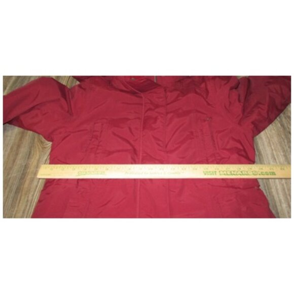 Lands' End Blue Button & Zip Jacket Sz M 10-12 Cinch Waist Hooded Squall Protect - Picture 7 of 16